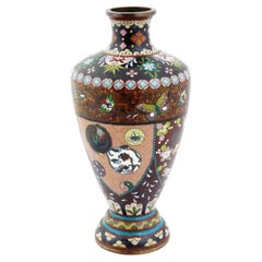 Meiji Japanese Cloisonne Enamel Medallions Design Vase
