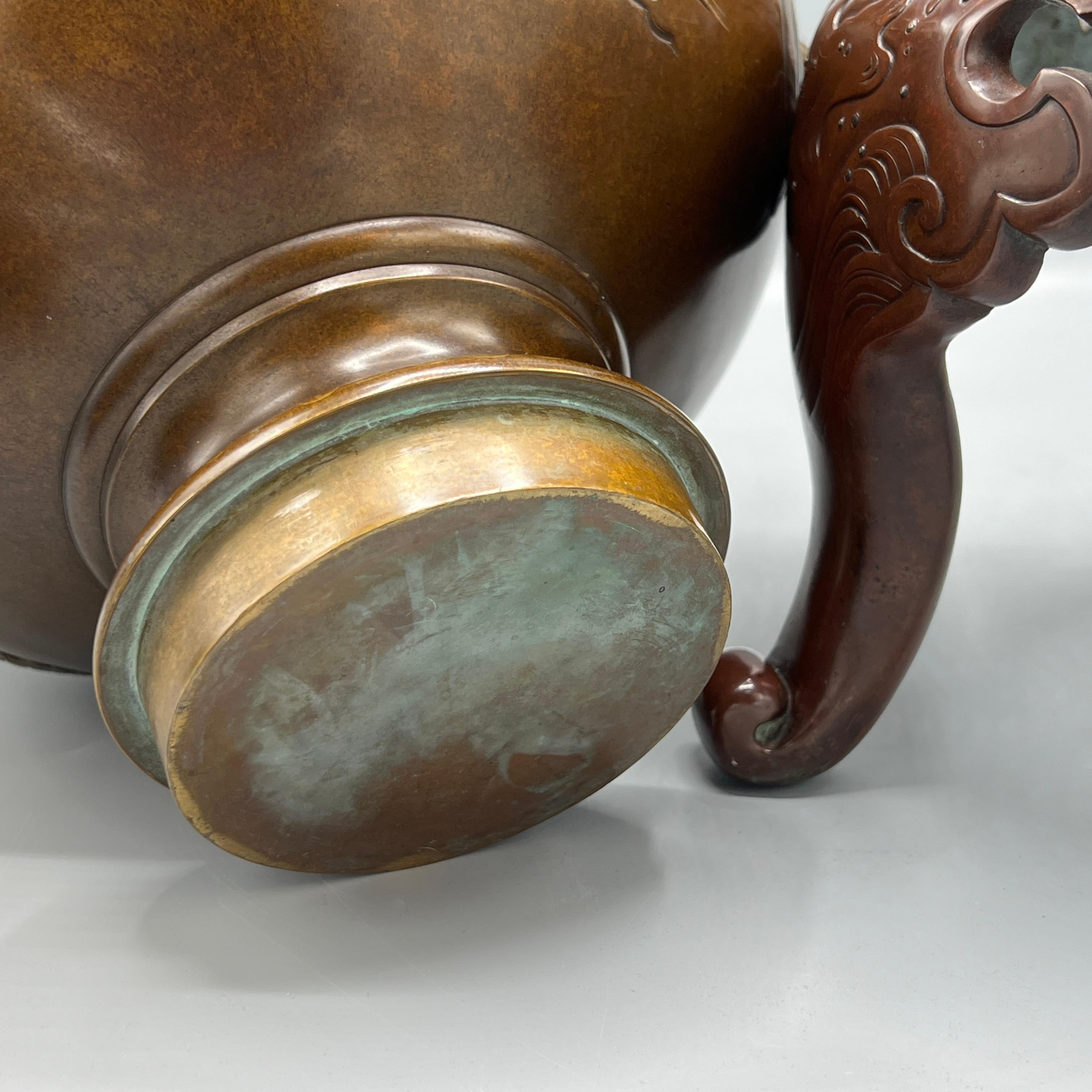 Meiji Japanese Gilt and Inlaid Patinated Bronze Censer Koro Incense Burner 7