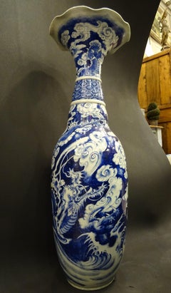 Meiji Japanese Great Blue and White Porcelain Vase, circa 1900