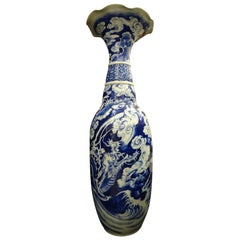 Meiji Japanese Great Blue and White Porcelain Vase, circa 1900