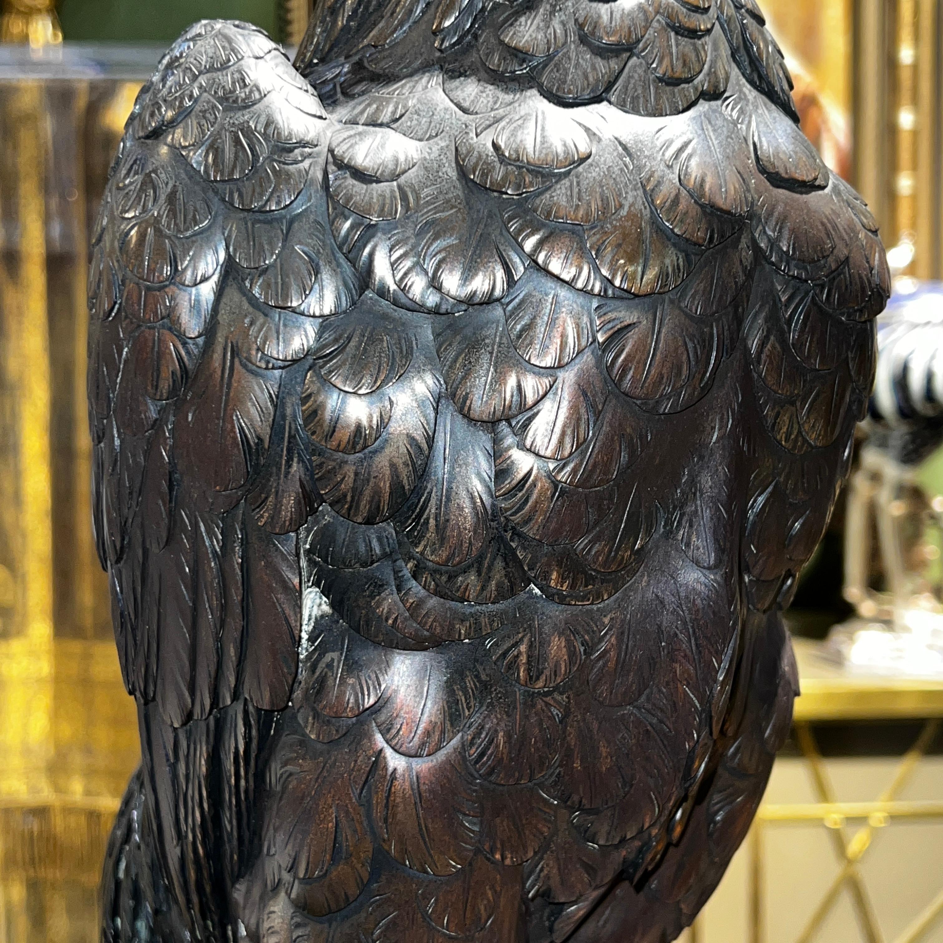 Meiji Japanese Large Bronze Game Cock Sculpture 11