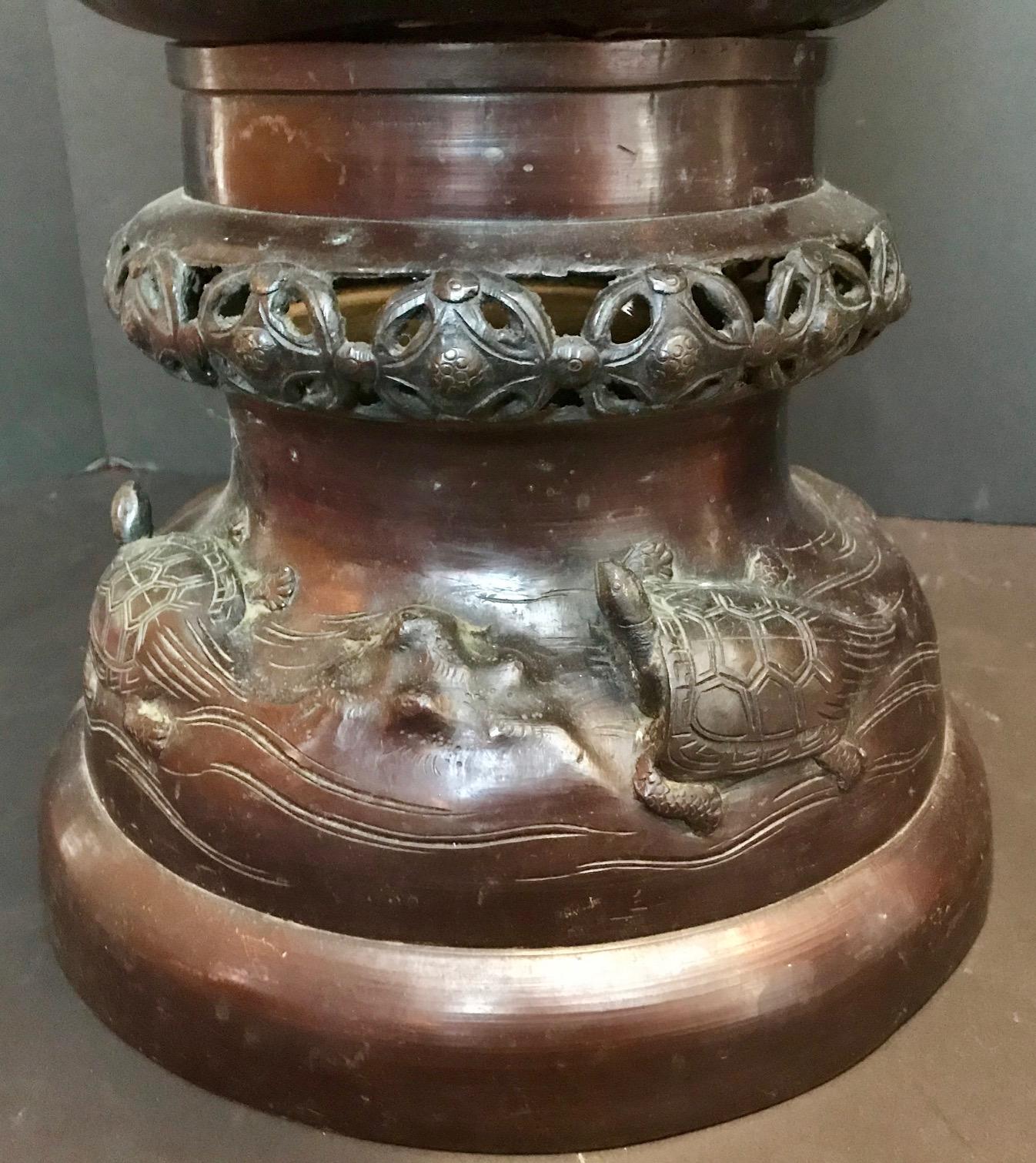 tall bronze floor vase