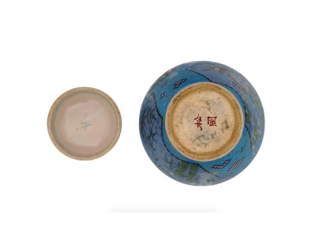 Meiji Japanese Totai Cloisonne Enamel Ceramic Jar For Sale 1