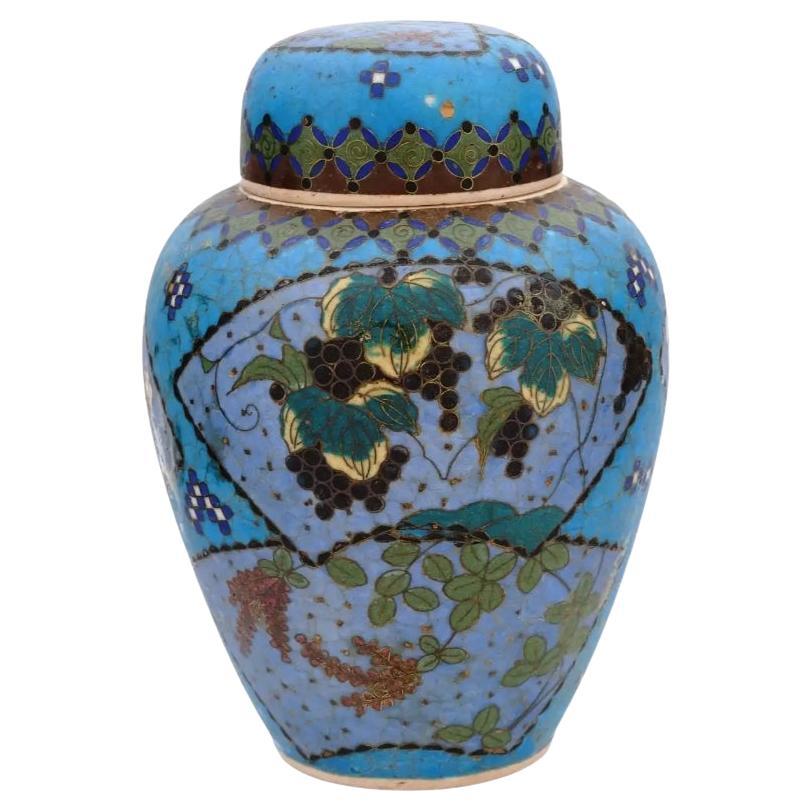 Meiji Japanese Totai Cloisonne Enamel Ceramic Jar For Sale