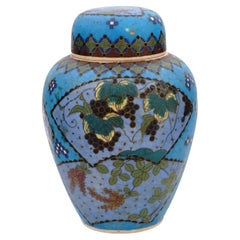 Antique Meiji Japanese Totai Cloisonne Enamel Ceramic Jar
