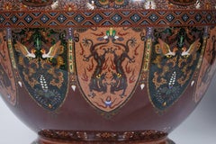 Capolavoro Meiji di Ando Jubei: Vaso cloisonné marrone con draghi e fenice