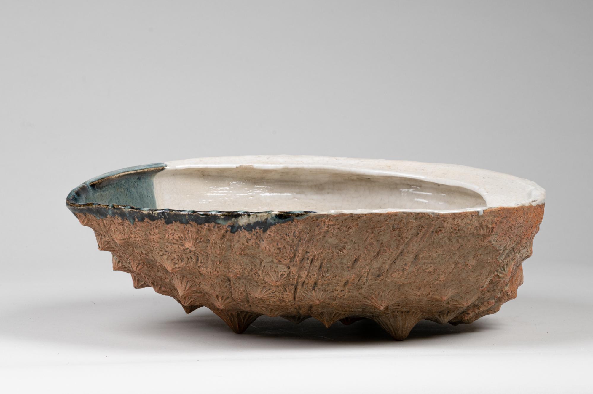 19th Century Meiji Period Abalone Shell Ceramic Basin