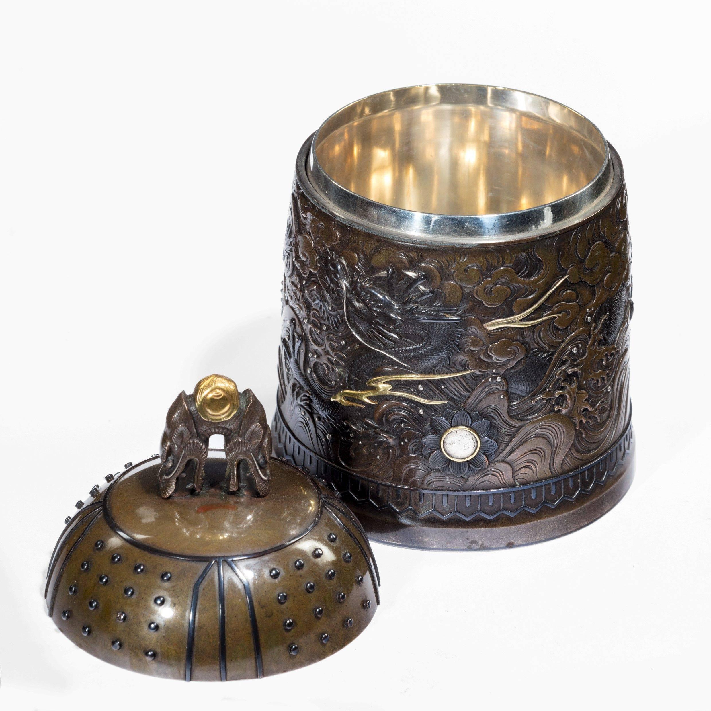 Late 19th Century Meiji Period Bell Casket by the Nogowa Foundary For Sale