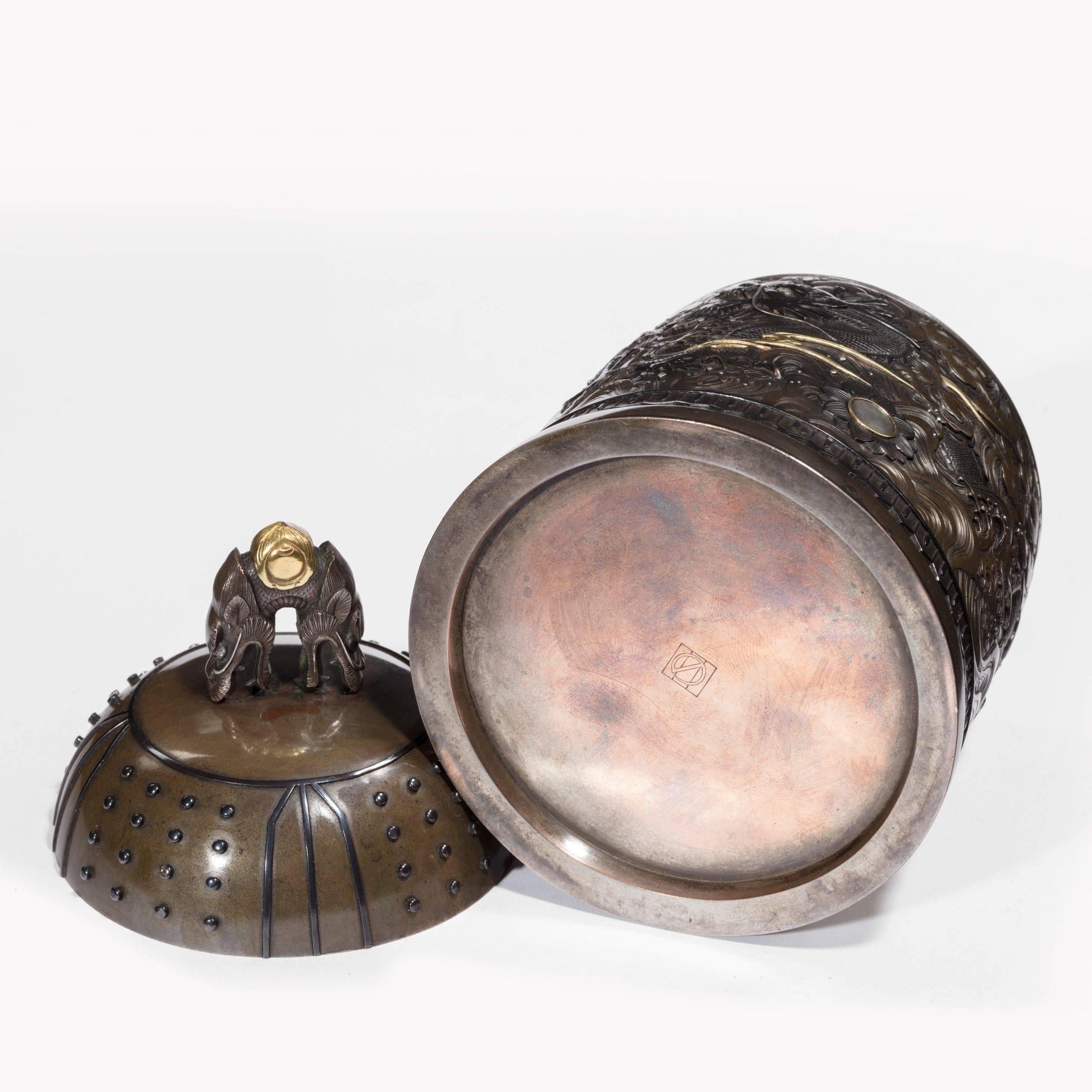 Metal Meiji Period Bell Casket by the Nogowa Foundary For Sale