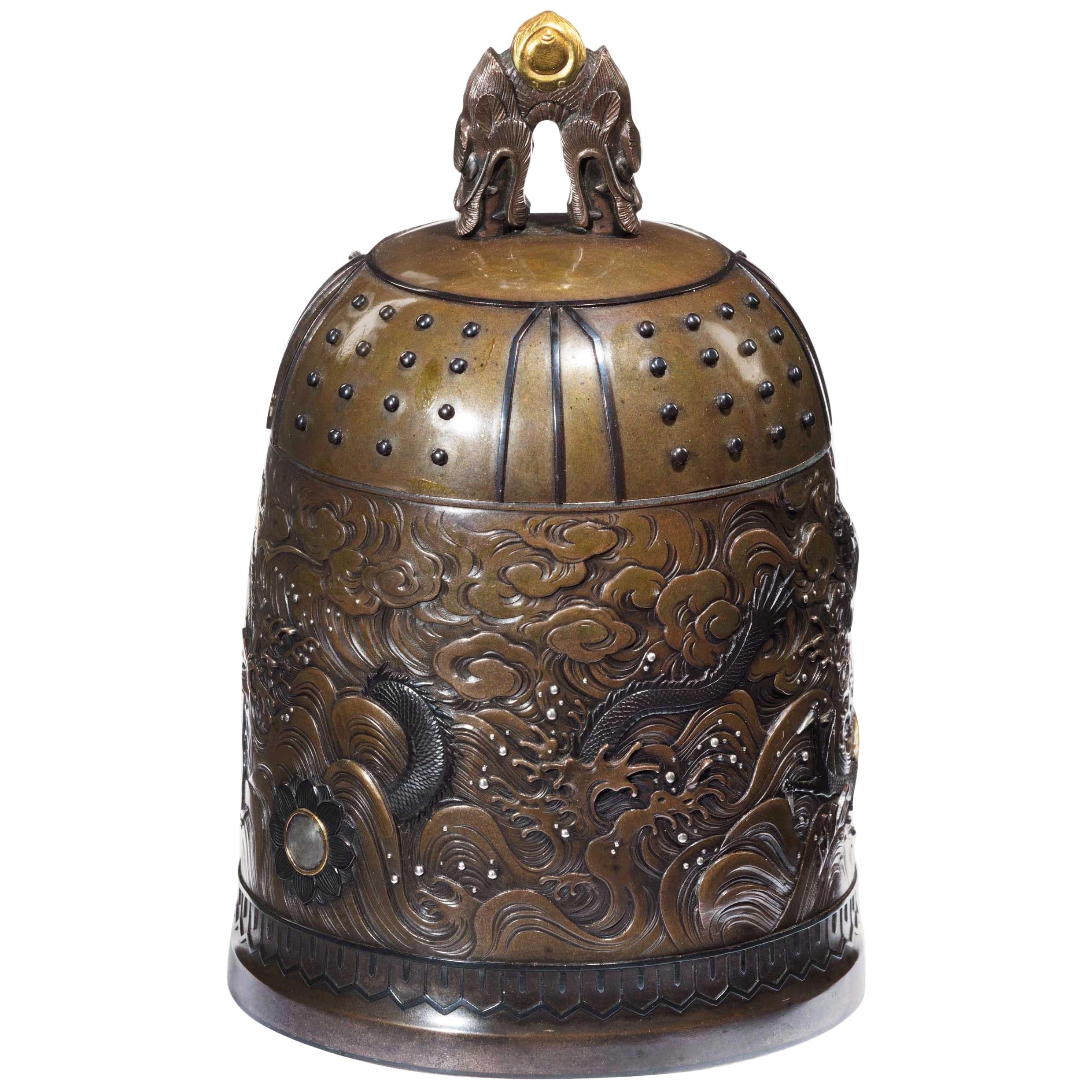 Meiji Period Bell Casket by the Nogowa Foundary For Sale