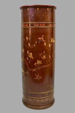 Meiji Period Bronze and Mixed Metal Umbrella Holder
