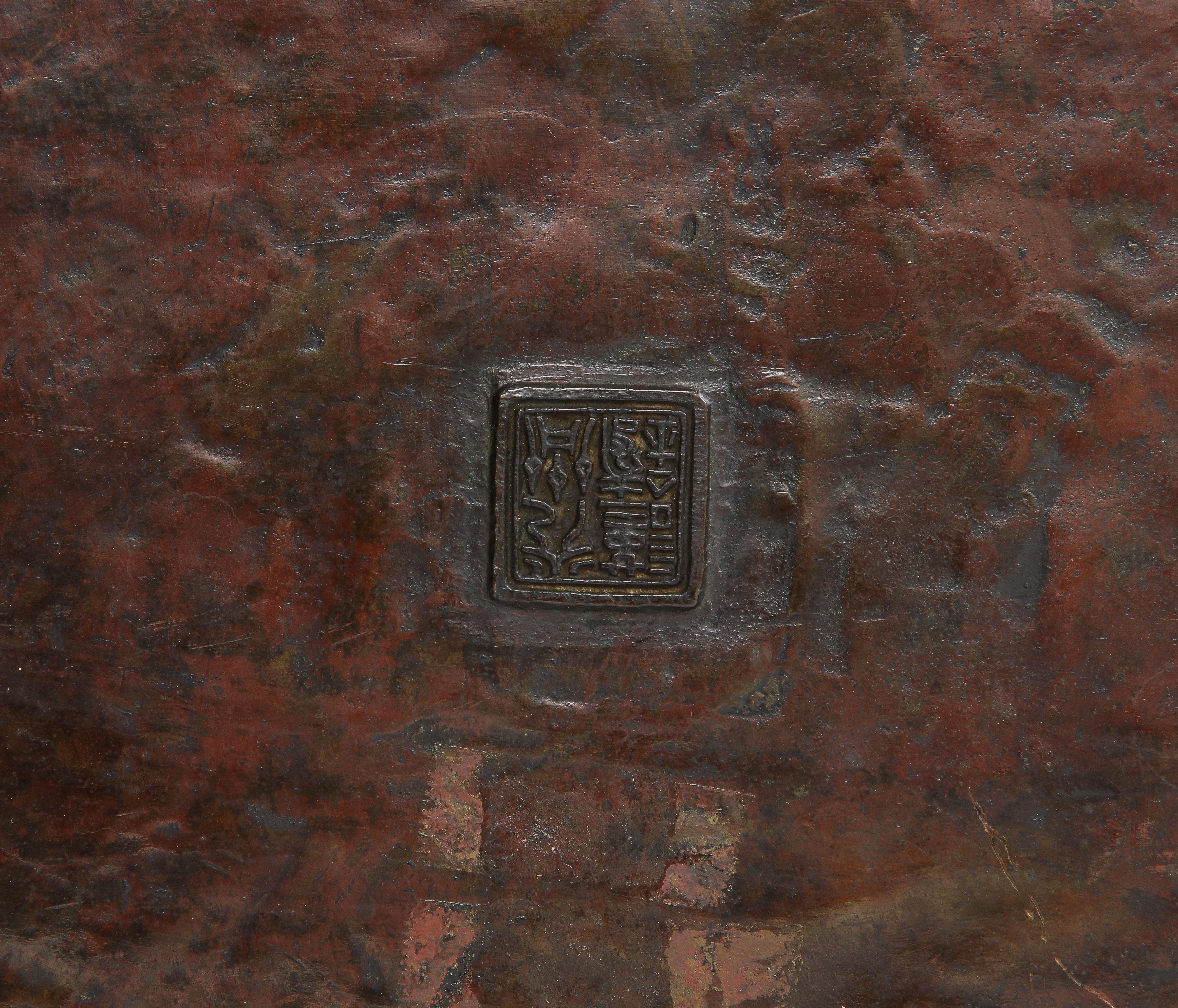 Cuenco de bronce para centro de mesa/planta de bonsái del periodo Meiji, 1890 en venta 7