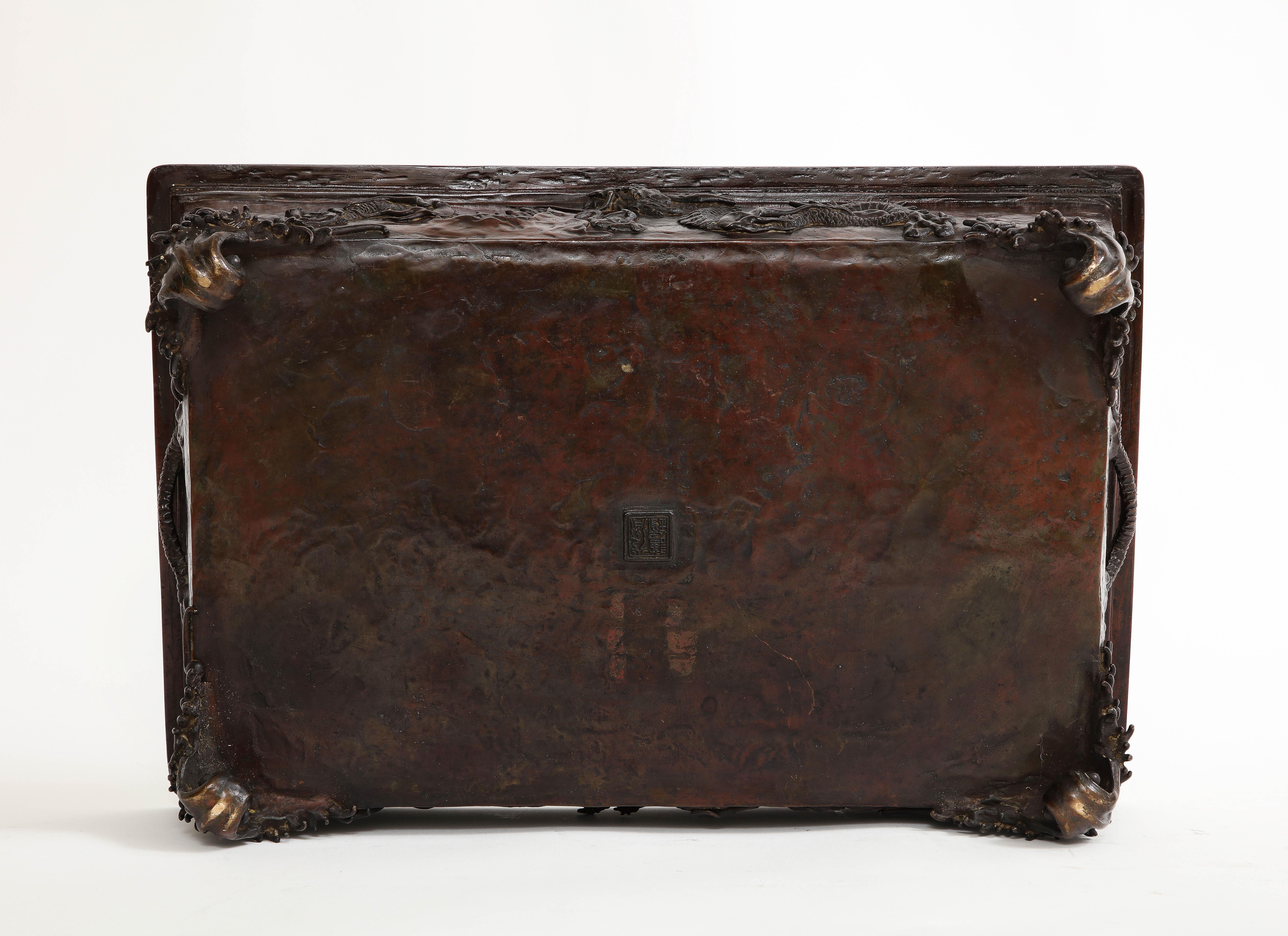 Cuenco de bronce para centro de mesa/planta de bonsái del periodo Meiji, 1890 en venta 8