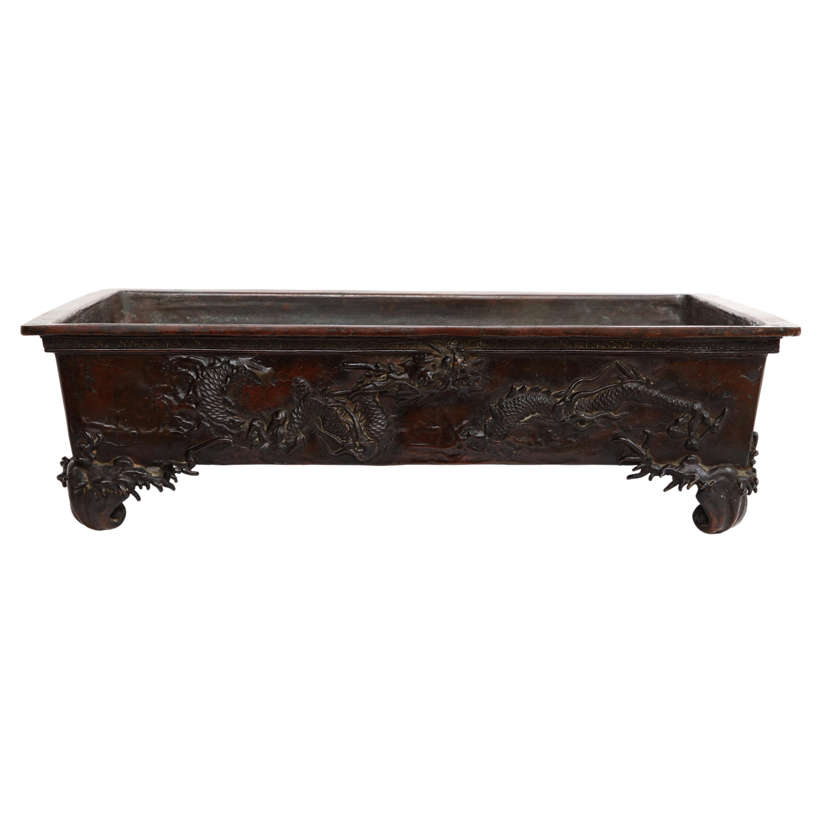 Cuenco de bronce para centro de mesa/planta de bonsái del periodo Meiji, 1890 en venta