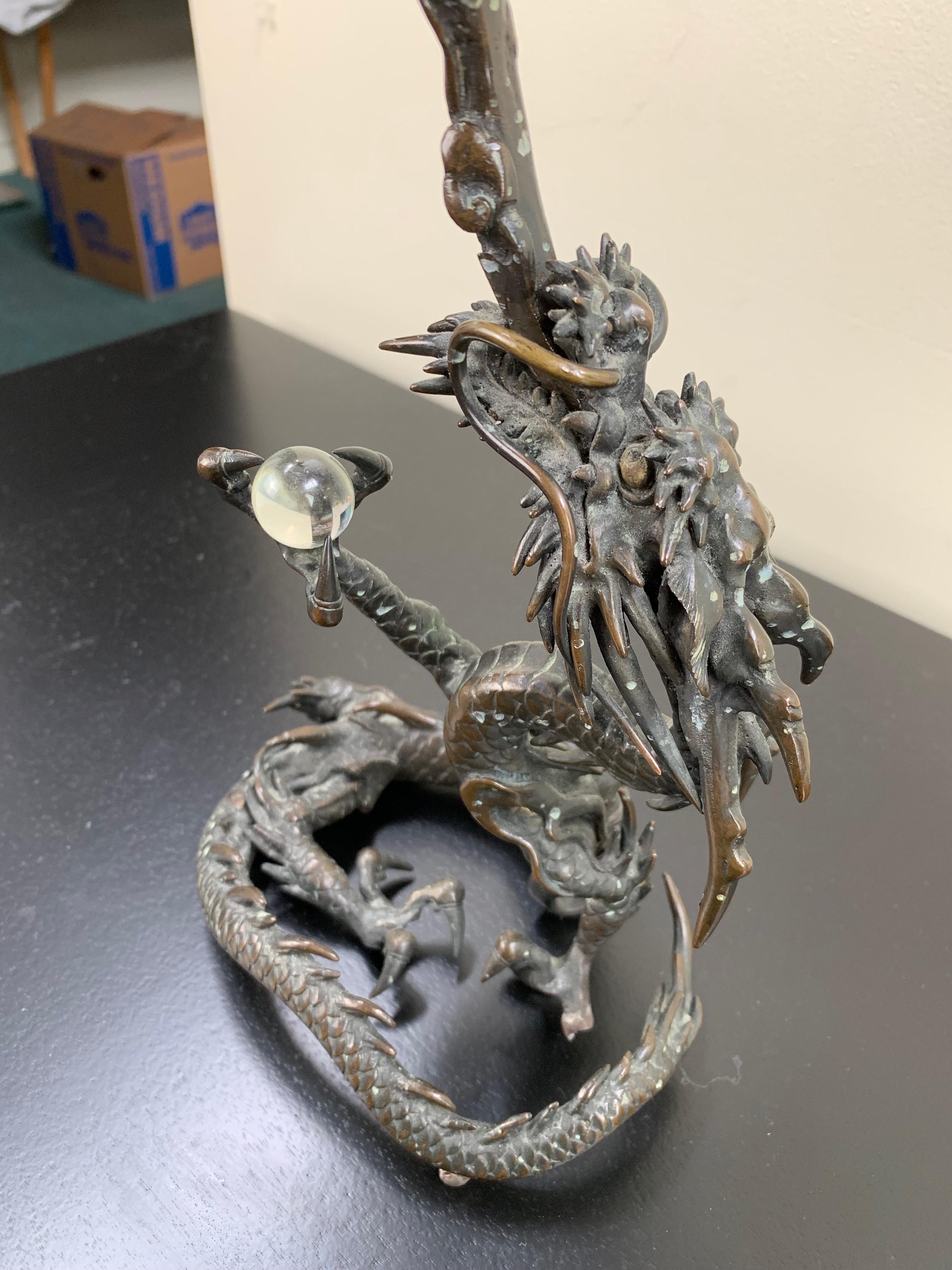 Meiji Period Bronze Dragon Form Candelabrum a Pair For Sale 6