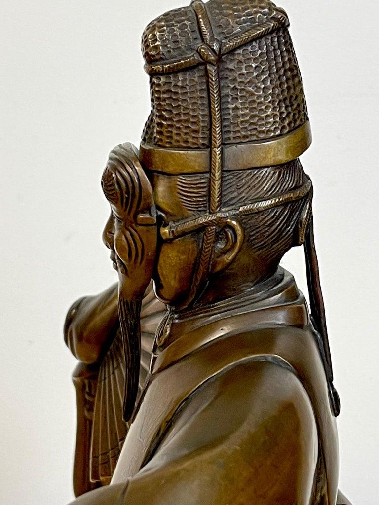 Meiji Period Bronze Figure of a Noh, With Mask im Angebot 9