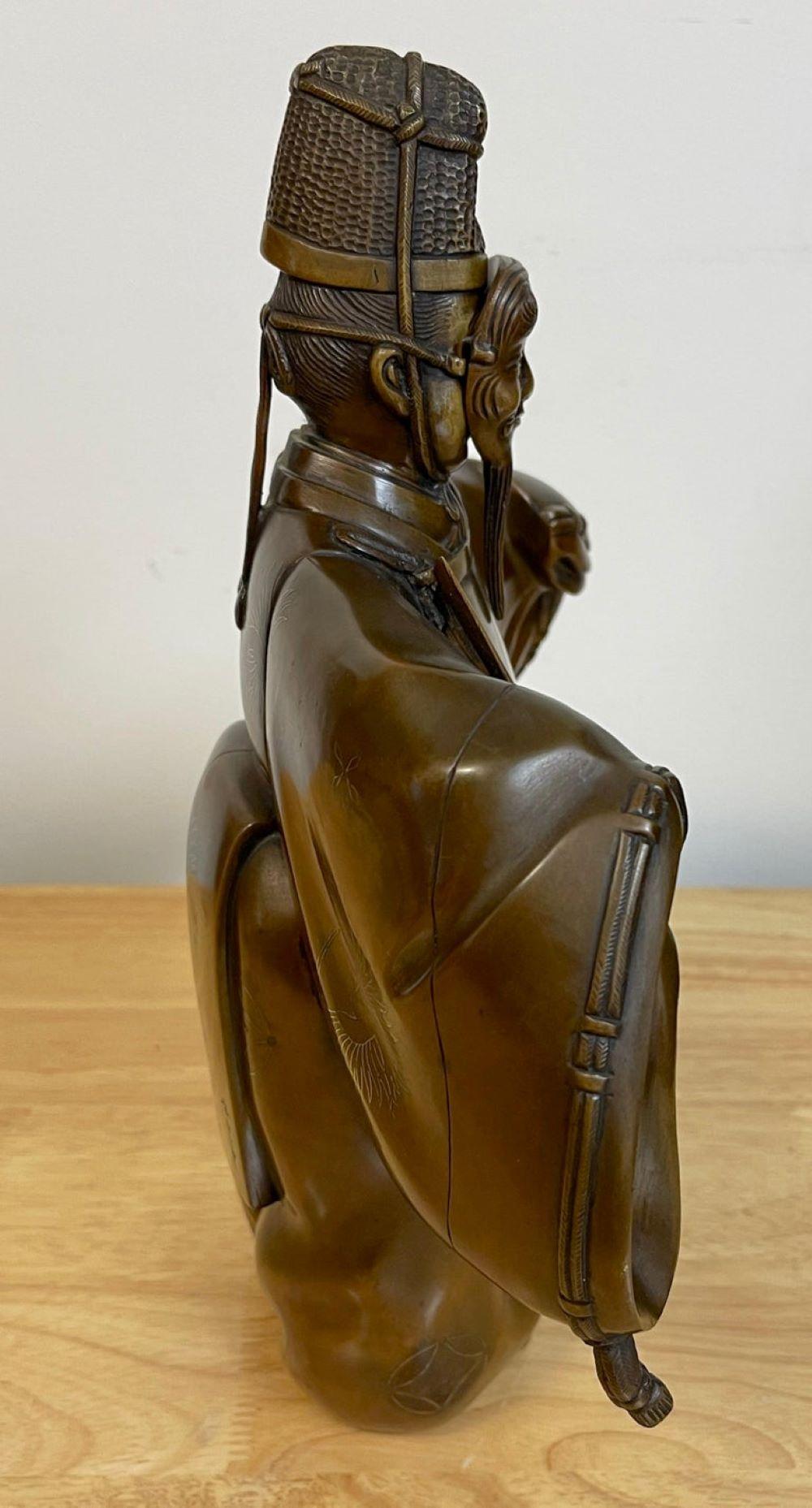 Bronzefigur einer Noh aus der Meiji-Periode mit Maske
Japan, um 1900

Eine fesselnde Bronzefigur aus der Meiji-Zeit, die einen Noh-Darsteller mit Maske darstellt und aus Japan um 1900 stammt. Mit einer Höhe von 13,5 Zentimetern, einer Breite von