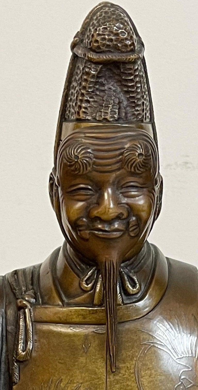 Meiji Period Bronze Figure of a Noh, With Mask For Sale 1