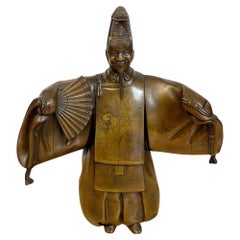 Meiji Period Bronze Figure of a Noh, With Mask