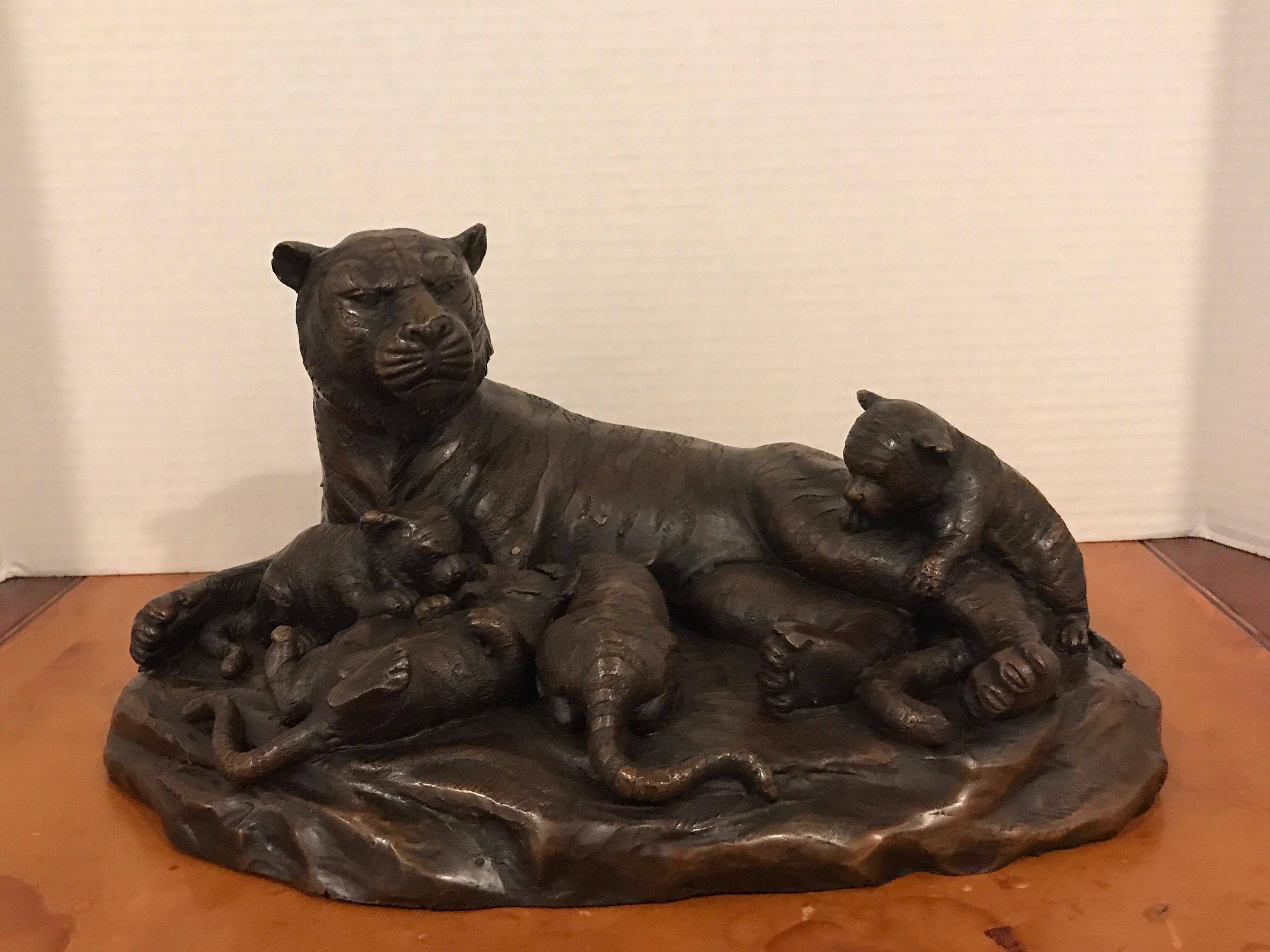 Meiji Period Bronze Grouping of Tigers 13