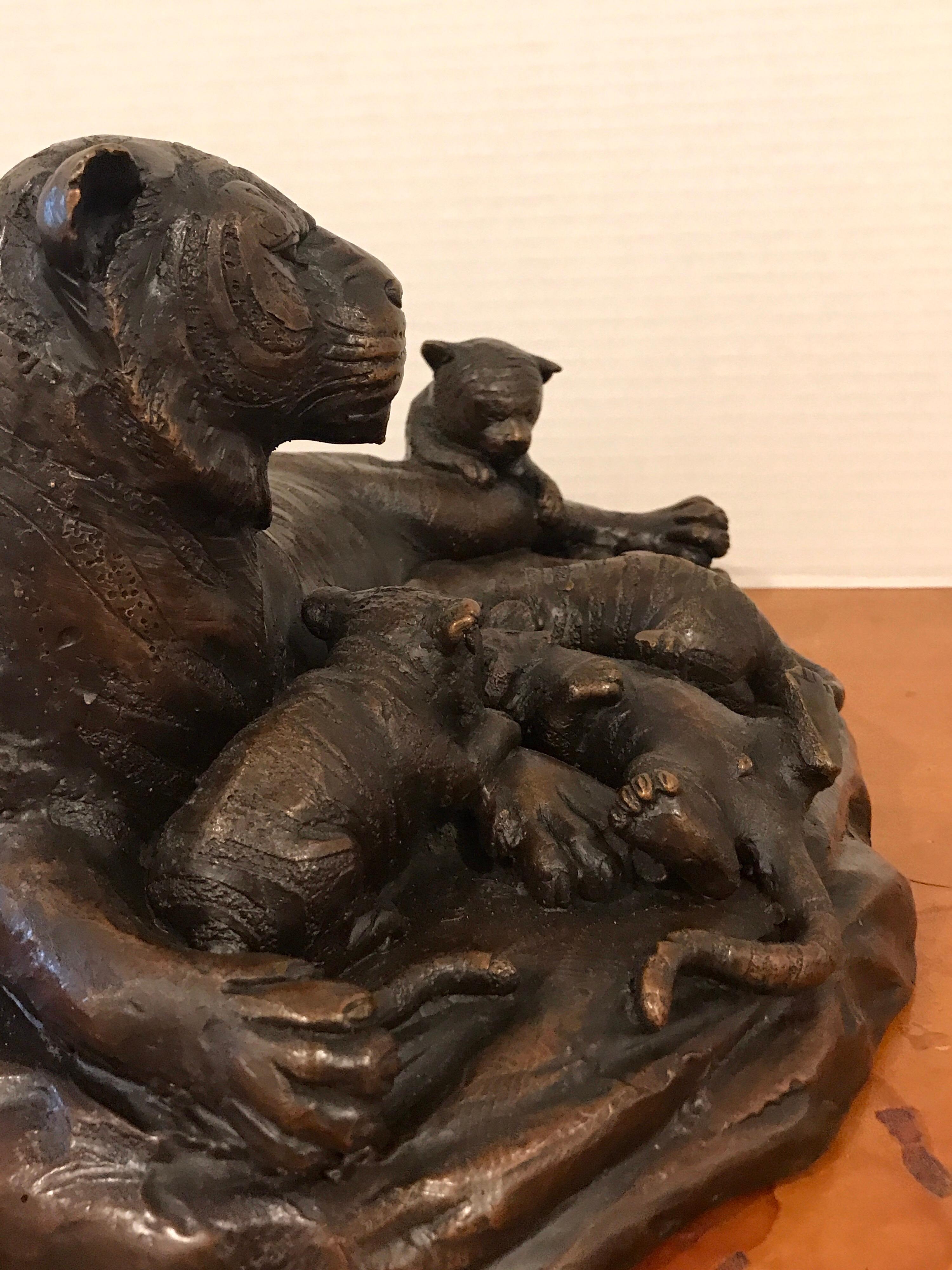 Meiji Period Bronze Grouping of Tigers 2