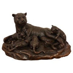 Meiji Period Bronze Grouping of Tigers
