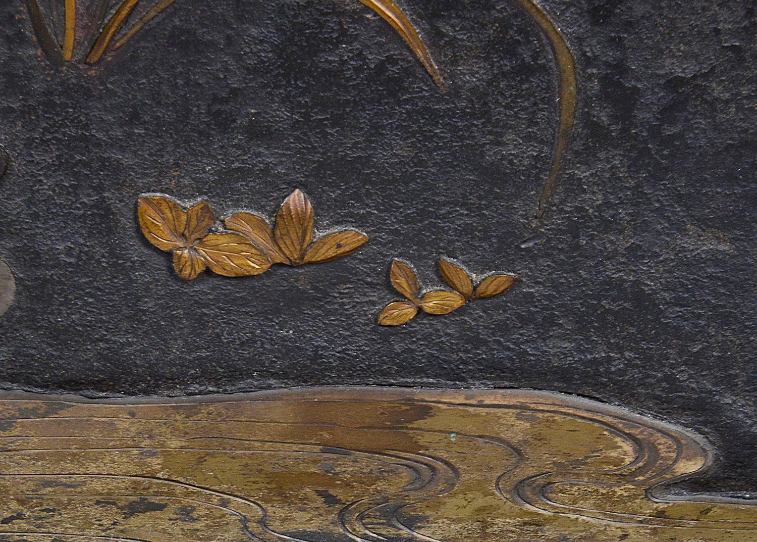 Plaque en bronze de la période Meiji. Bon état - En vente à Brighton, Sussex