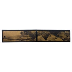 Meiji Period Cabinet Doors: Quiet Village Landscape