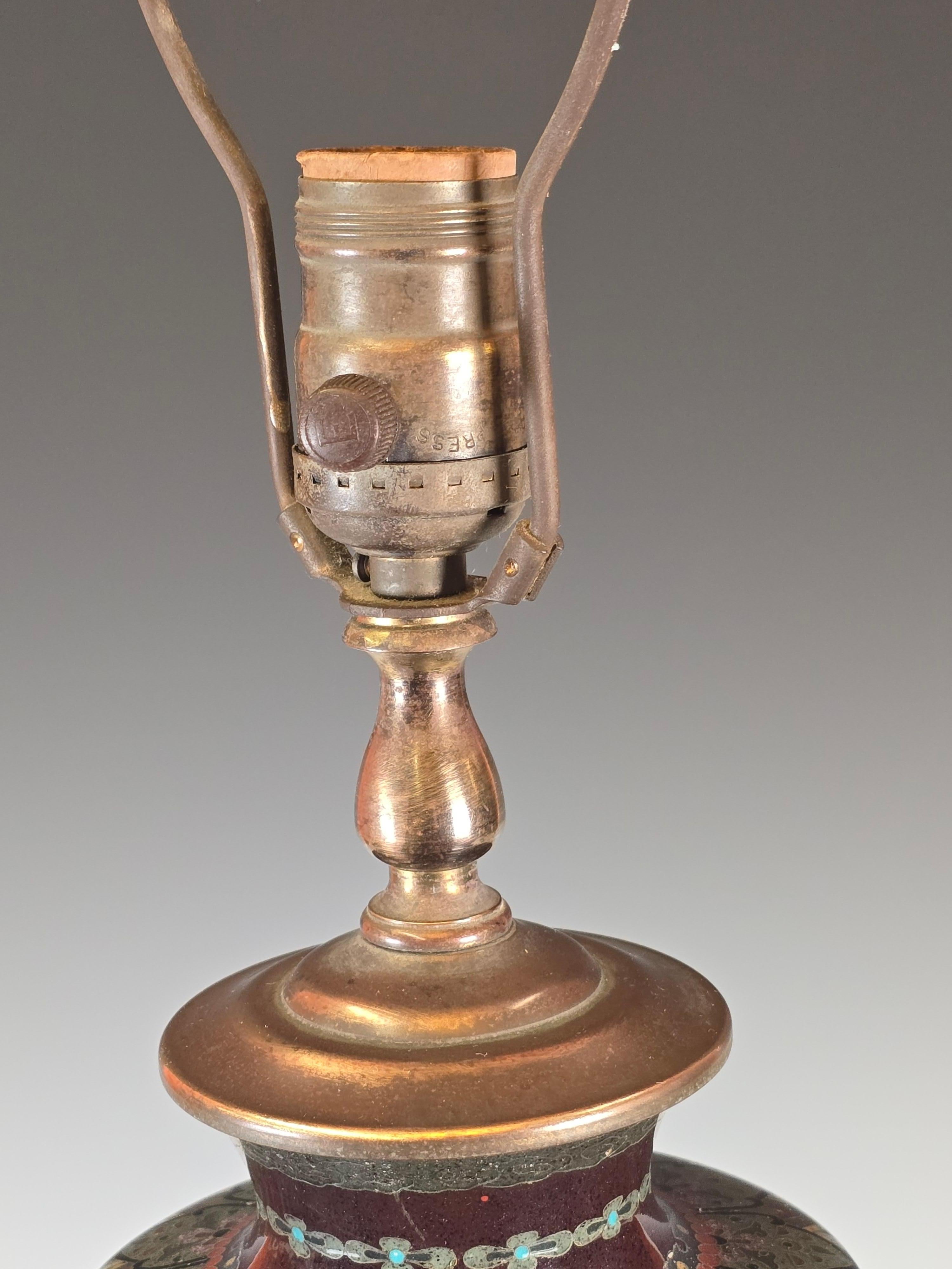 19th Century Meiji period Cloissone Lamp For Sale