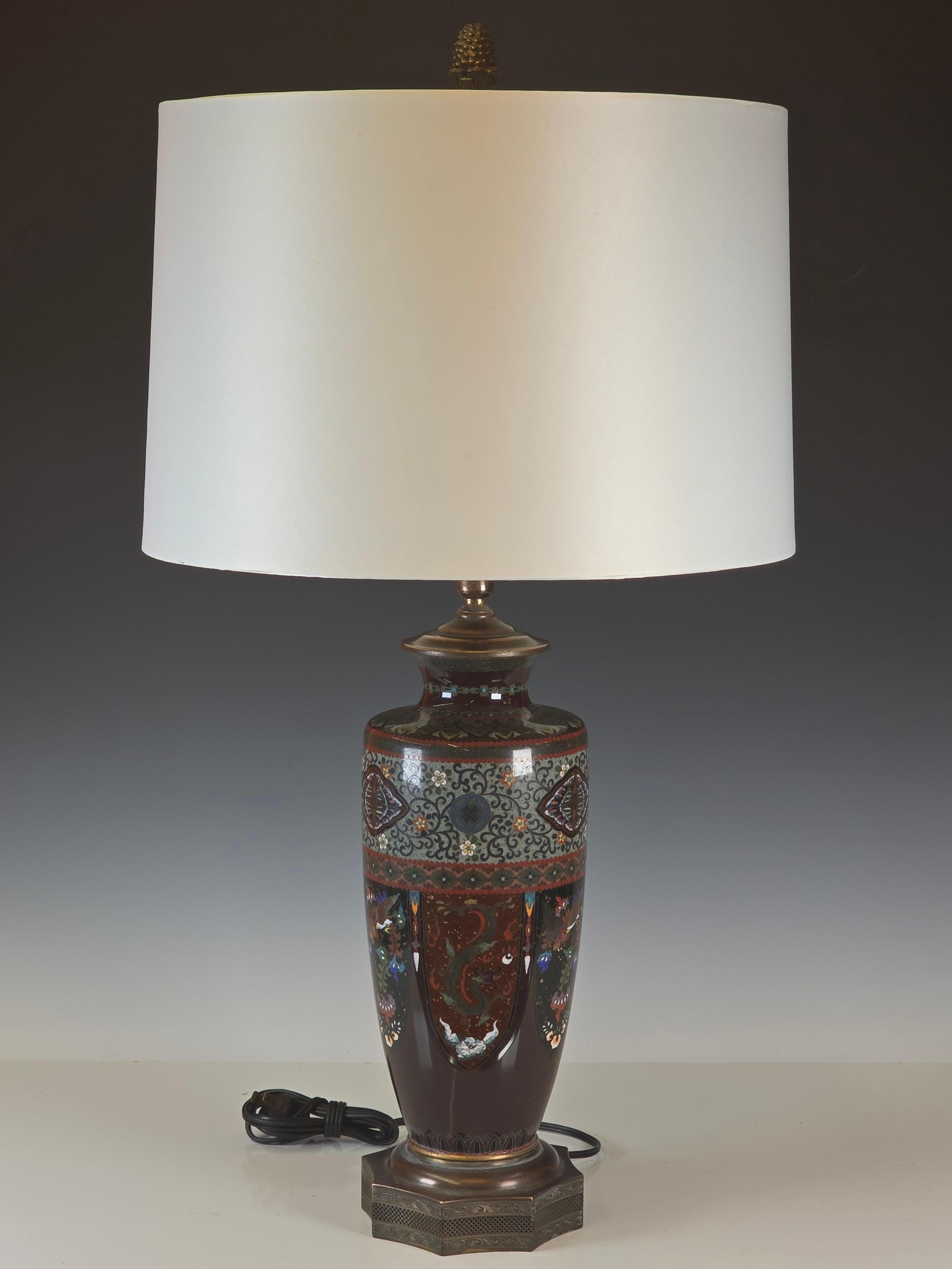Meiji period Cloissone Lamp For Sale 1