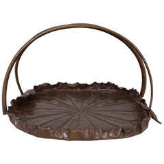 Meiji Period Copper Lotus Leaf Tray