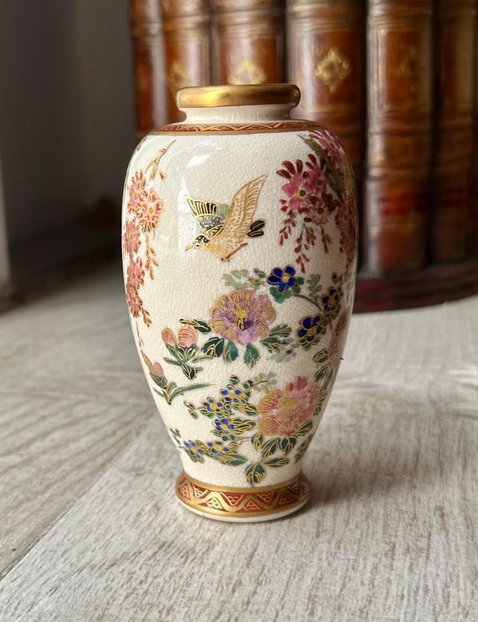 Japanese Meiji Period Diminutive Satsuma Baluster Vase. For Sale