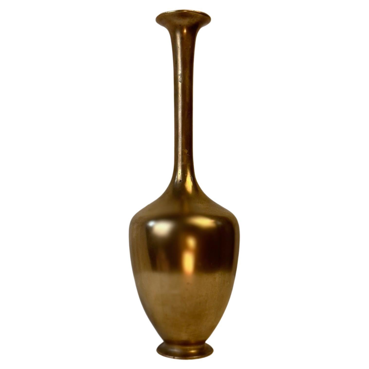 Small Japanese Copper Bud Vase by Genryusai Seiya 