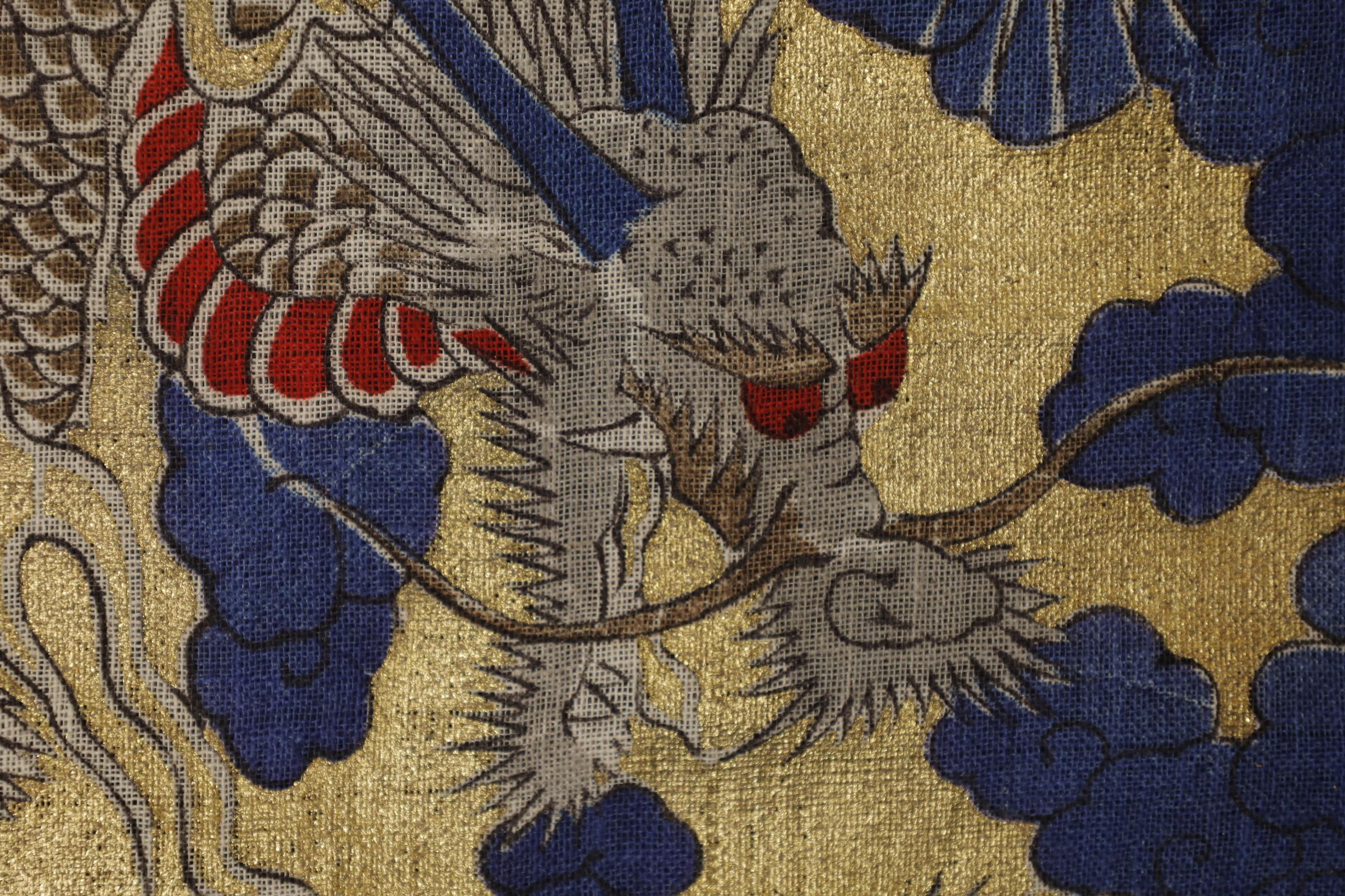 goldene Zabuton-Deckel des Drachens aus der Meiji-Periode von Tanaka Rishichi (1847-1902) im Angebot 2
