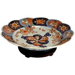 Meiji Period Imari Shallow Bowl and Stand