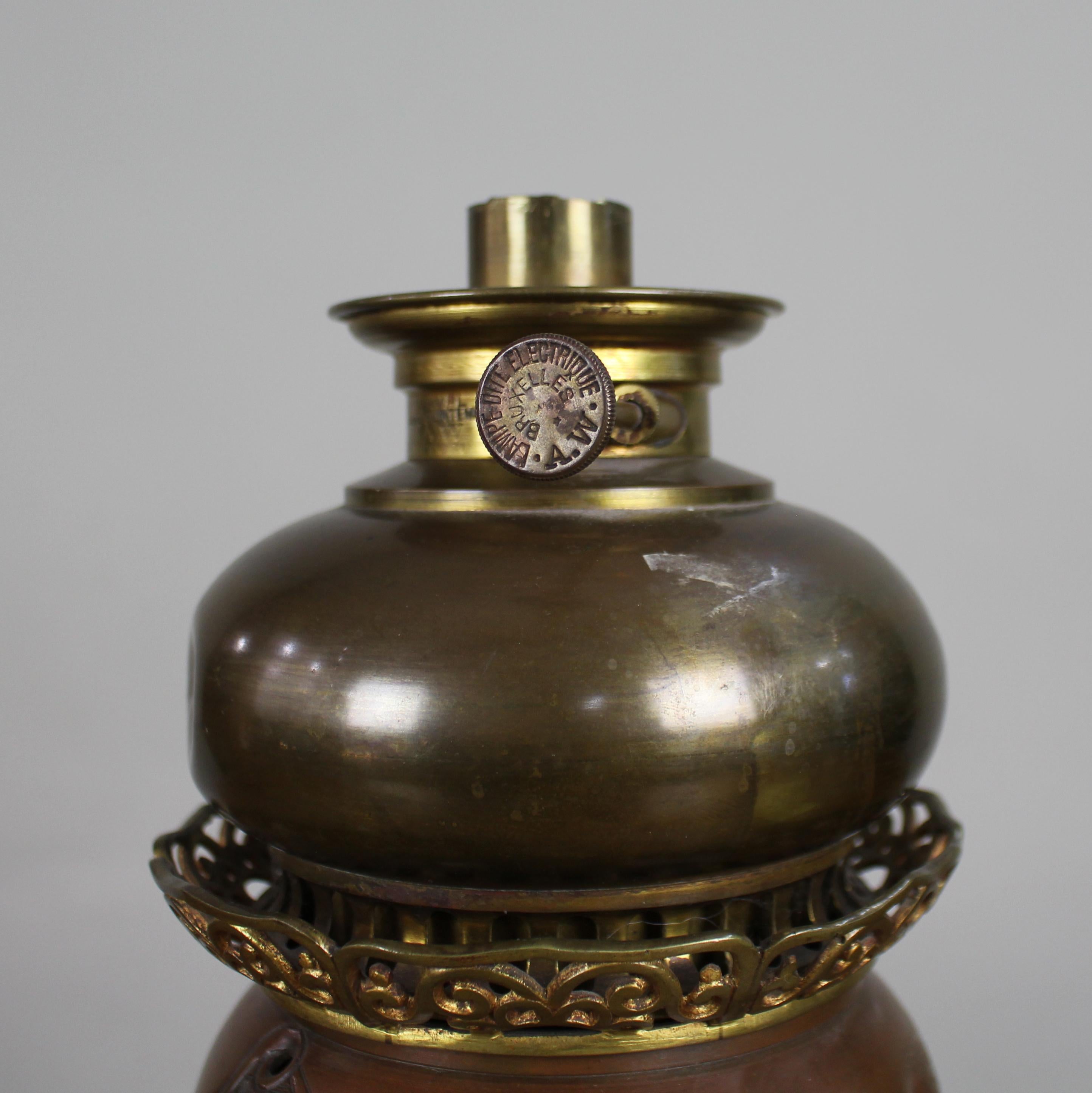 Lámpara de aceite japonesa de bronce del periodo Meiji c.1900 Japonés en venta
