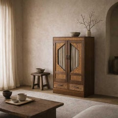 Meiji Period Japanese Cabinet with Textile-Backed Doors, c. 1880–1910