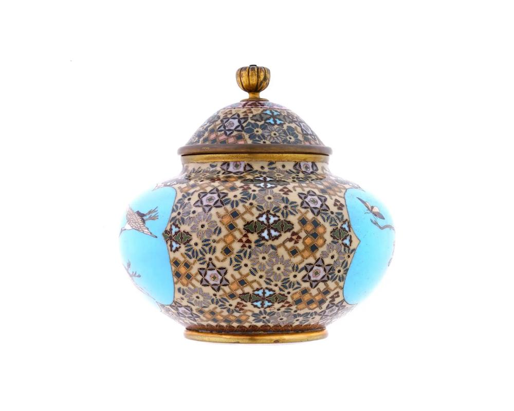 Meiji Period Japanese Cloisonné Covered Jar with Geometric Patterns Attributed t In Good Condition For Sale In New York, NY