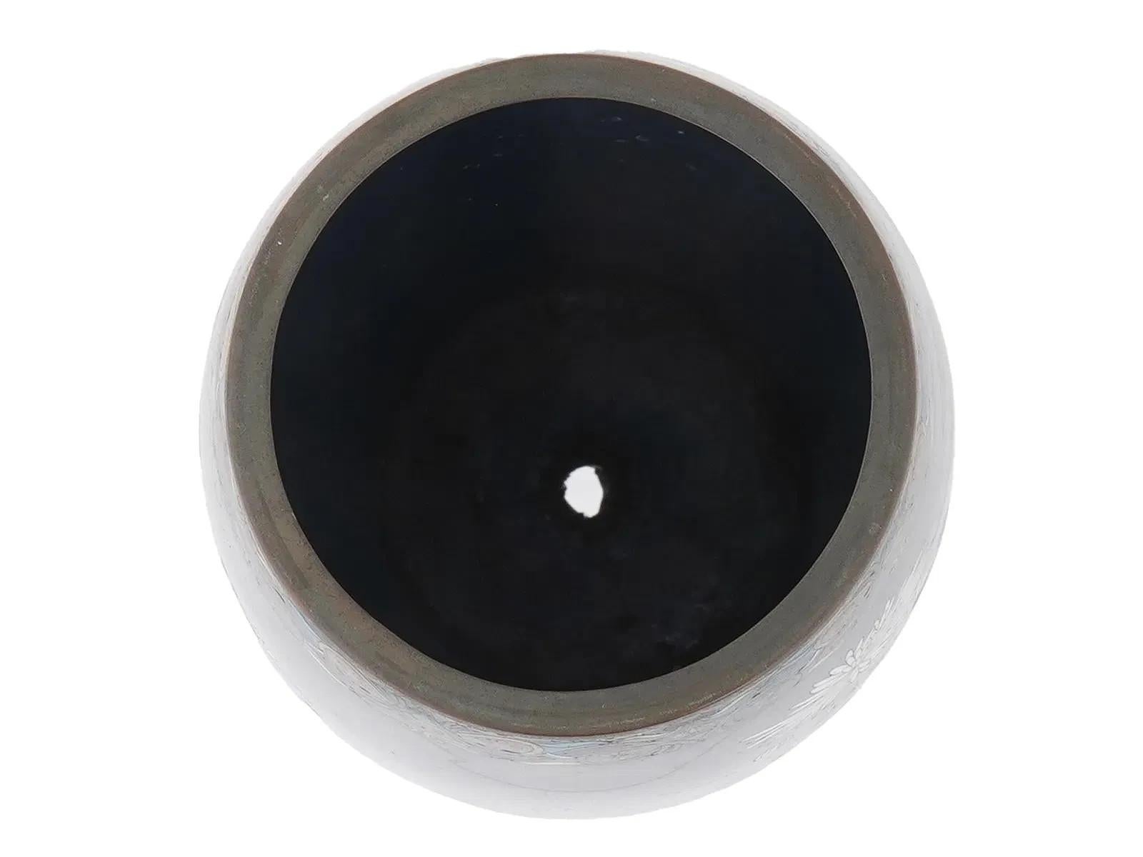 Meiji Period Japanese Cloisonne Enamel Vase with Peonies Iris and Sparrows Goto For Sale 2