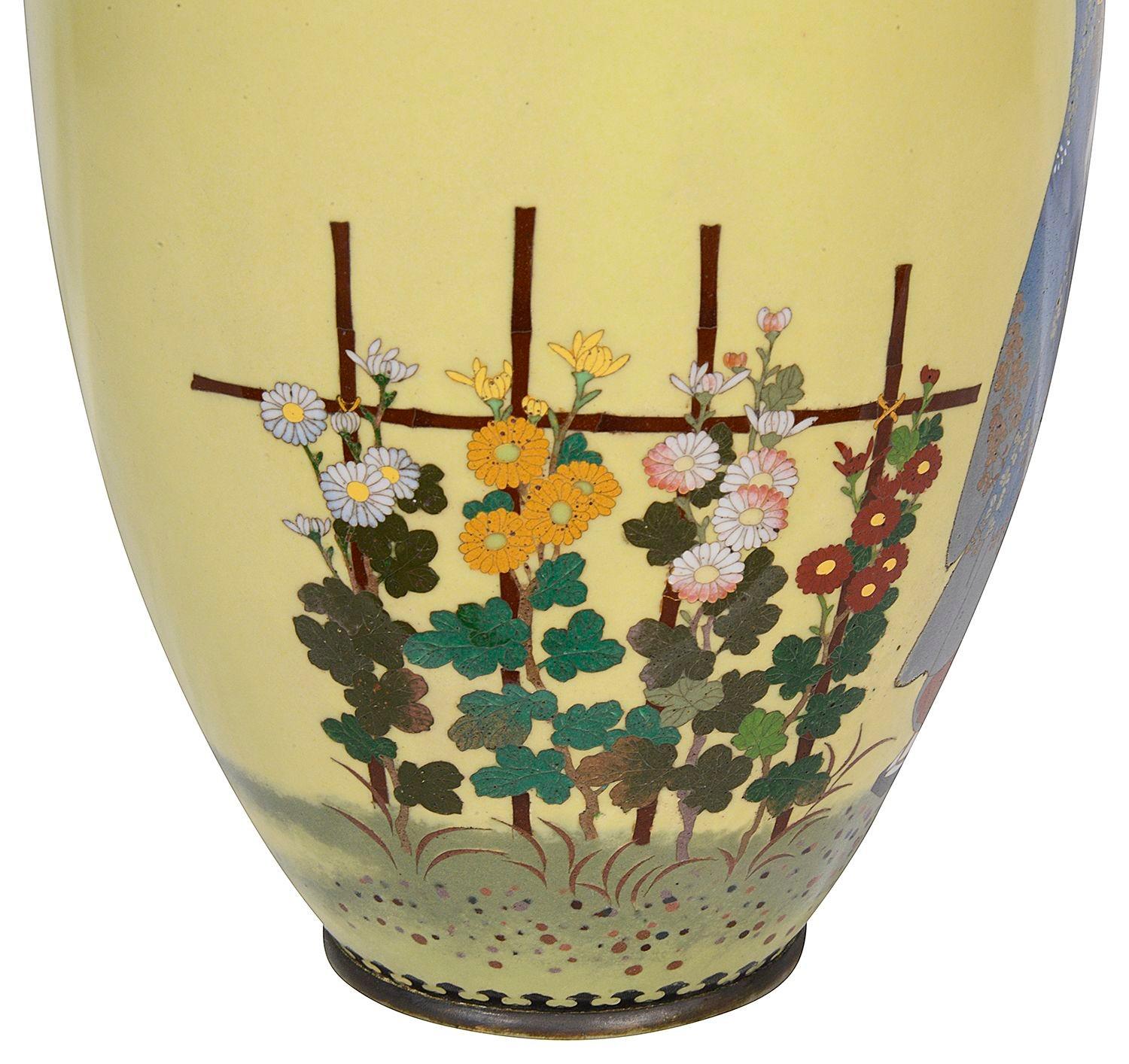 Hand-Crafted Meiji period Japanese Cloisonné vase. For Sale