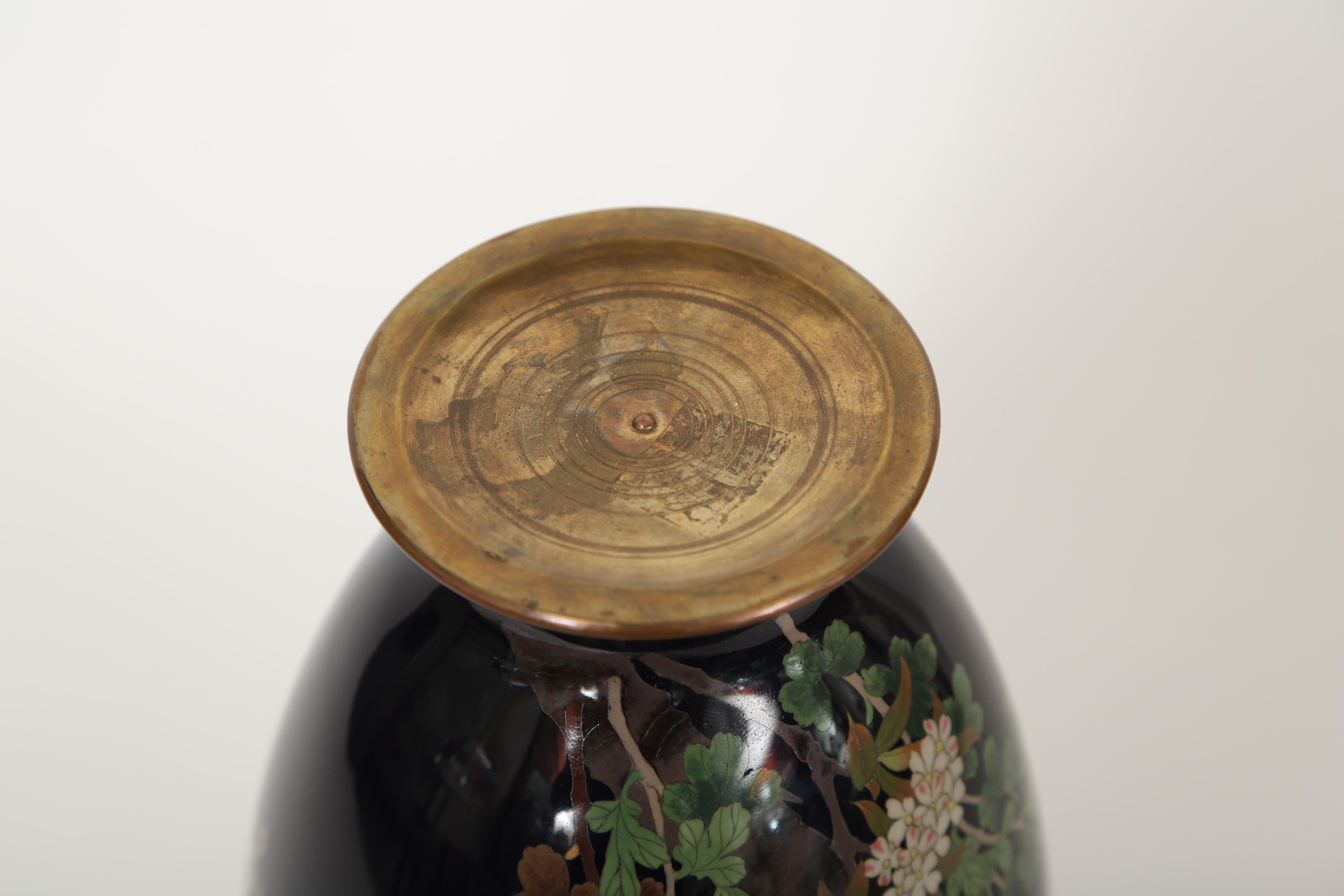 Brass  Meiji Period Japanese cloisonné Vase