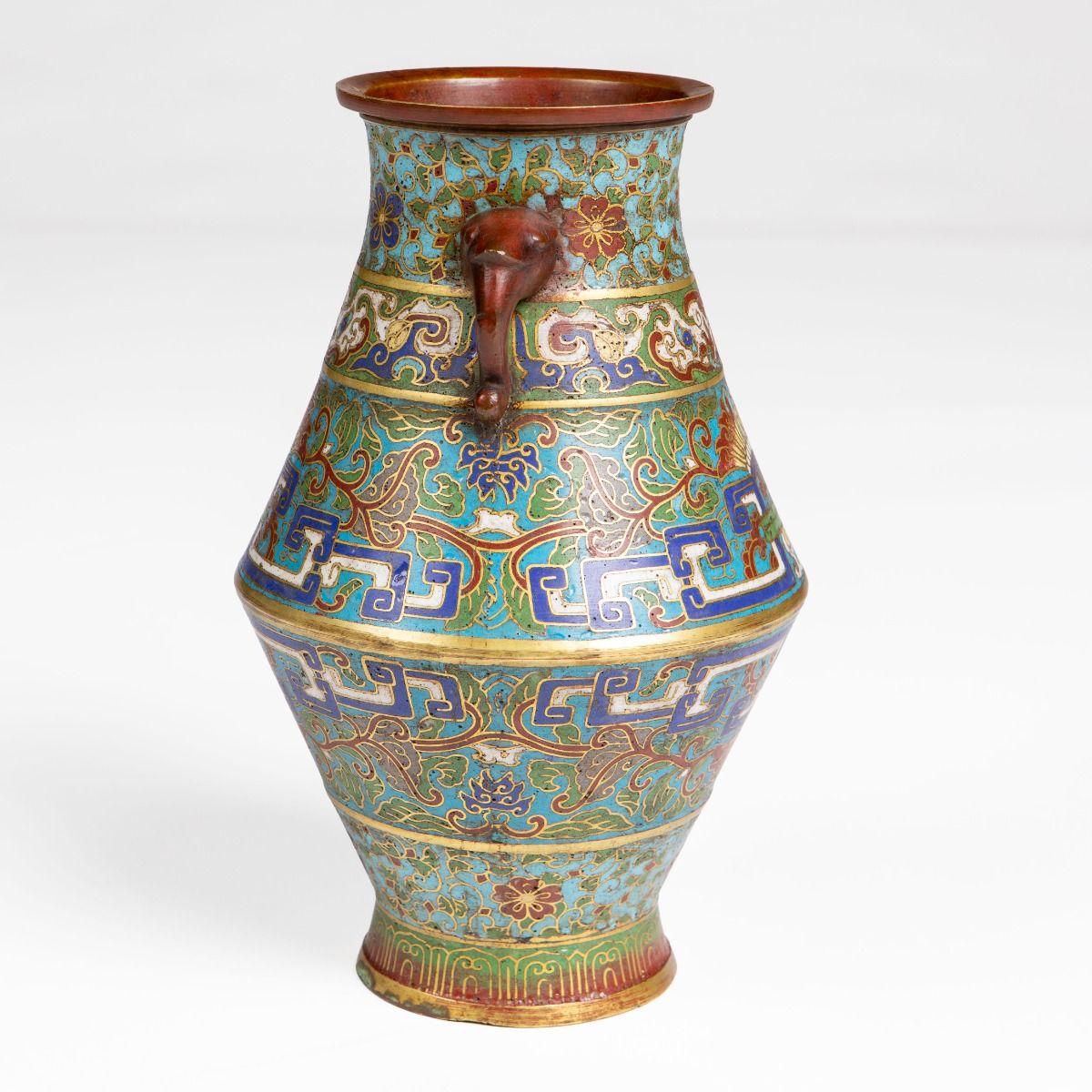 19th Century Meiji Period Japanese Cloisonné Vase with Polychrome Enamel For Sale