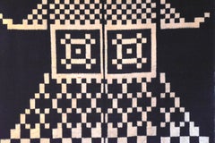 Meiji Period Japanese Indigo Double Ikat Futon Cover