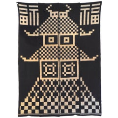 Meiji Period Japanese Indigo Double Ikat Futon Cover