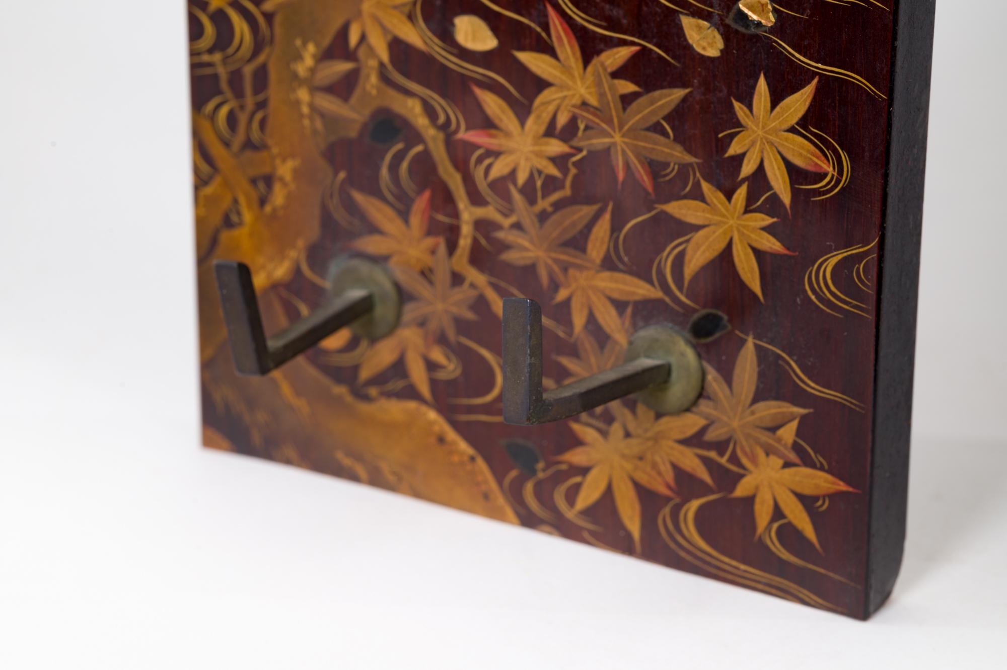 Meiji Period Japanese Lacquer Placque with Autumn River Scene 3