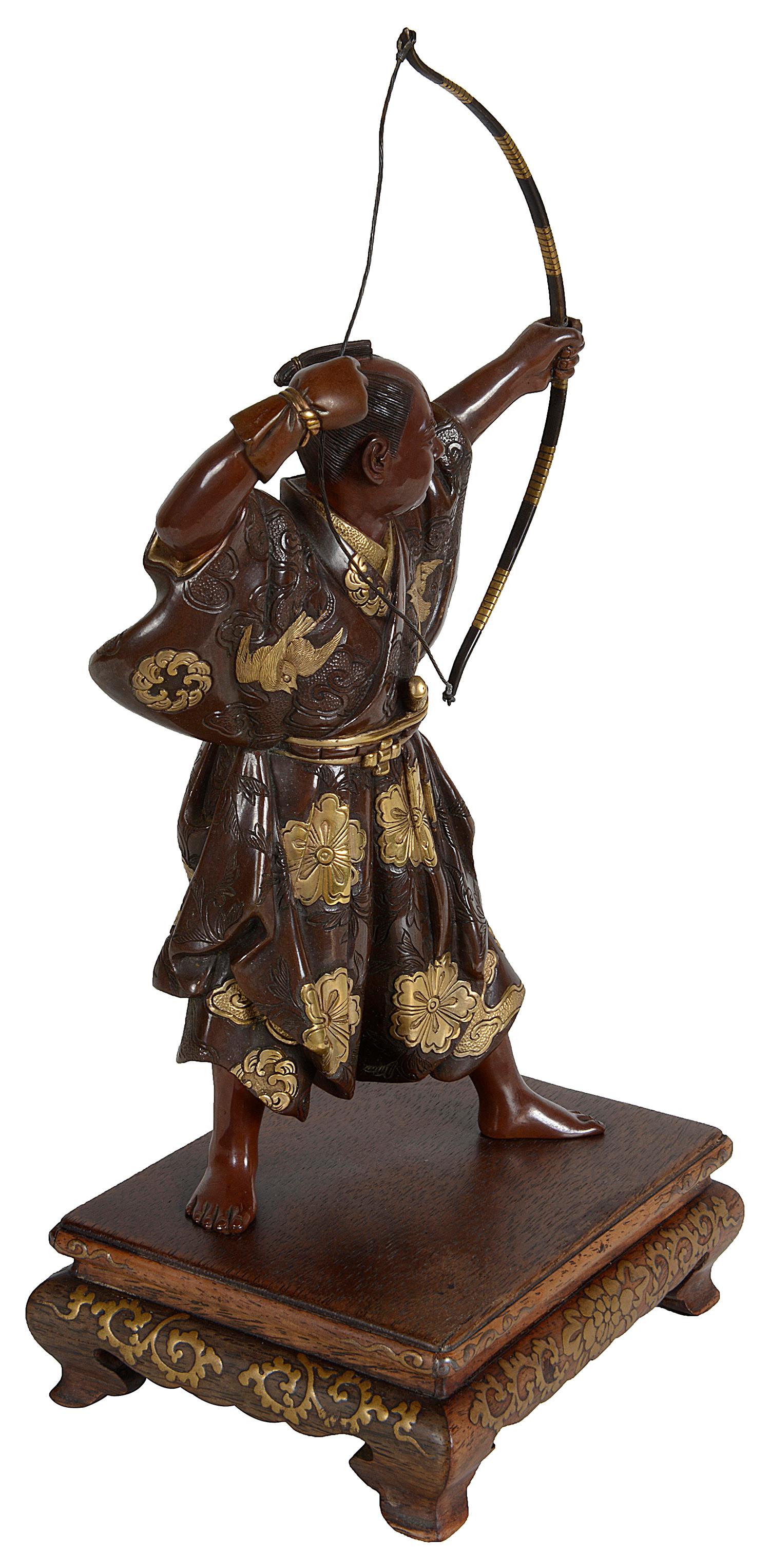 19th Century Meiji Period Japanese Miyao Bronze Archer