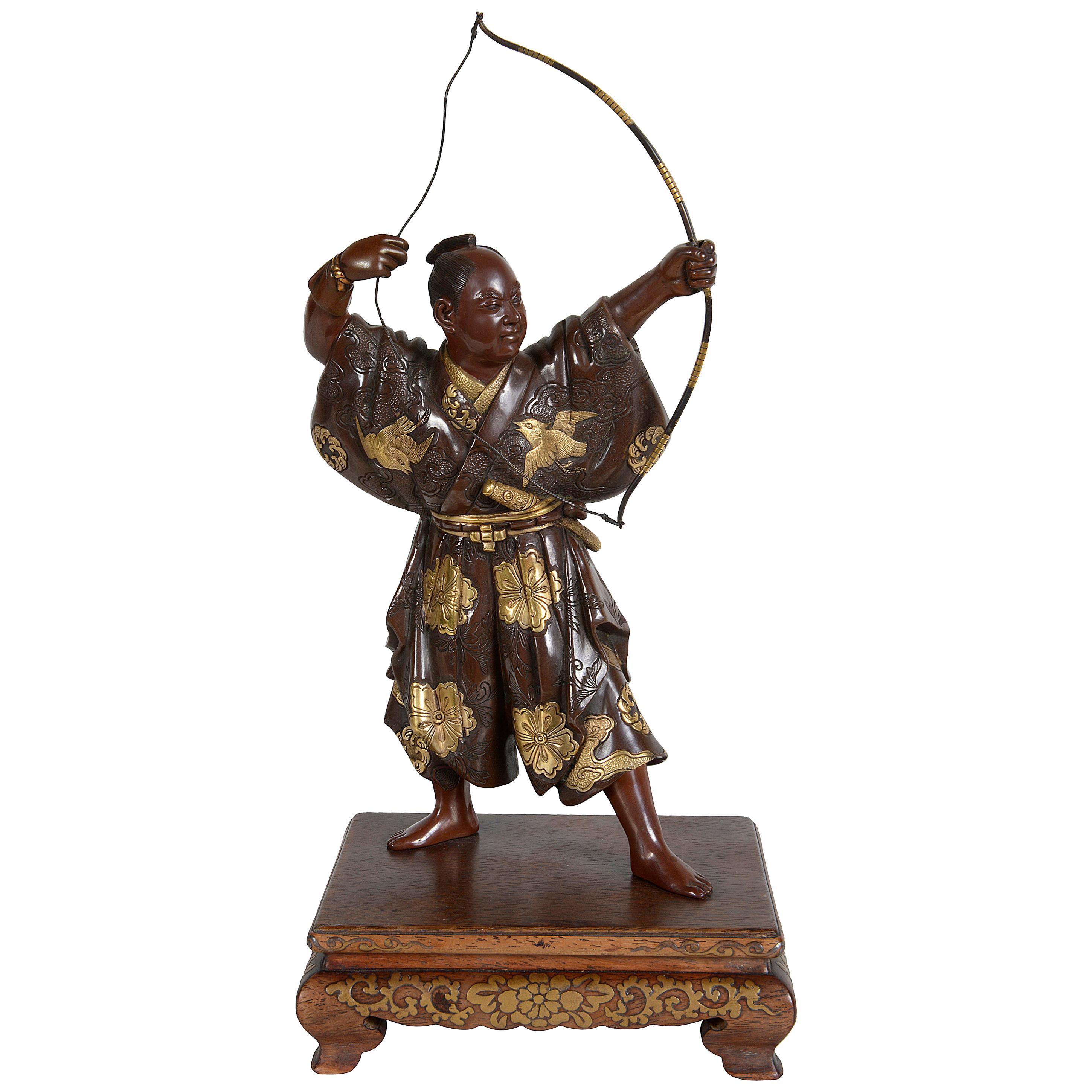 Meiji Period Japanese Miyao Bronze Archer