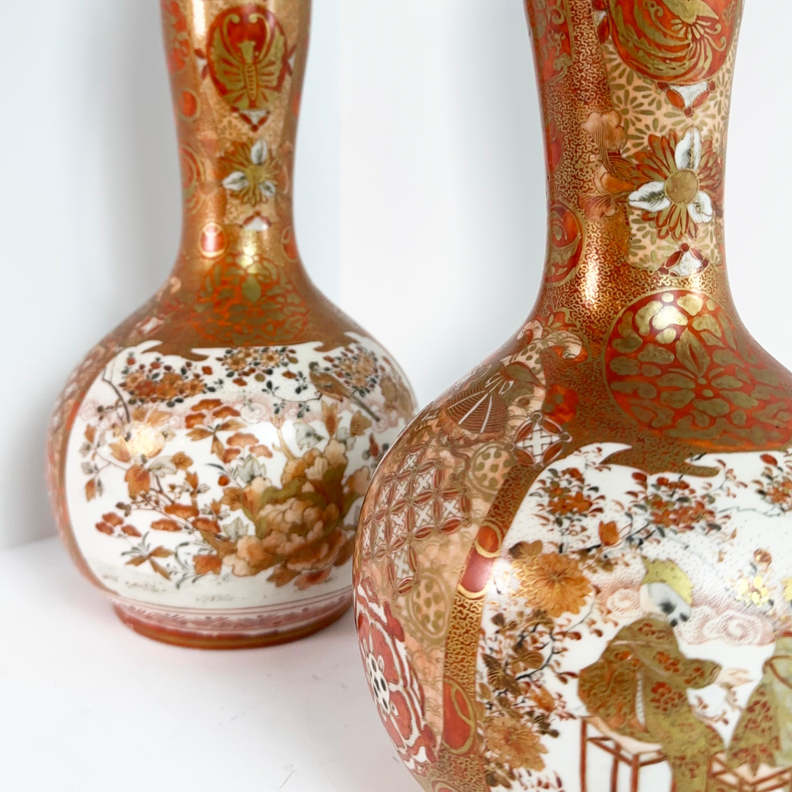 19th Century Japanese Double Gourd Vase -  Meiji Period Pair - Signed  In Good Condition For Sale In Glasgow, GB
