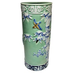 Antique Meiji period  Japanese  Porcelain Umbrella Stand