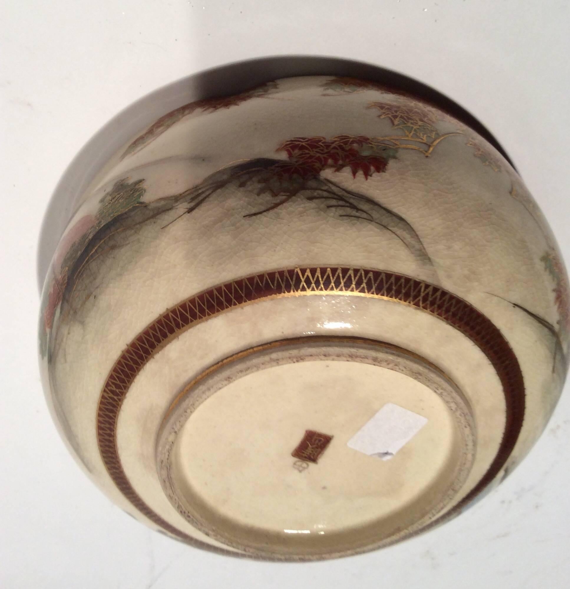 Meiji Period Japanese Satsuma Bowl Porcelain In Excellent Condition In Santa Fe, NM